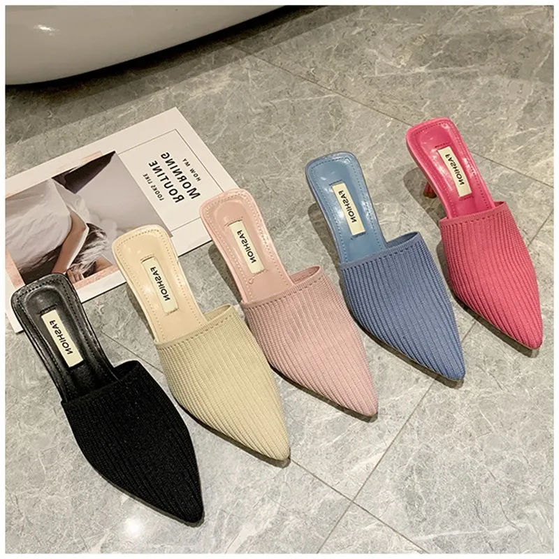 Elegant 2020 New Women Mules Sandal Slip On Pointed Toe Knitting Slides Thin Heel Closed Toe Slipper Dress Sheos
Elegant 2020 New Women Mules Sandal Slip On Pointed Toe Knitting Slides Thin Heel Closed Toe Slipper Dress Sheos