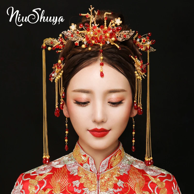 NiuShuya Traditional Chinese Bride Headdress Costume Hairclips Floral Hairpin Wedding Hairwear photography Hair Stick Accessory
NiuShuya Traditional Chinese Bride Headdress Costume Hairclips Floral Hairpin Wedding Hairwear photography Hair Stick Accessory