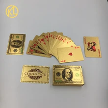Conception Unique 24K or argent plaqué mosaïque USD Dollar Dubai conception cartes à jouer poker avec certificat pour cadeaux jeu palying(China)