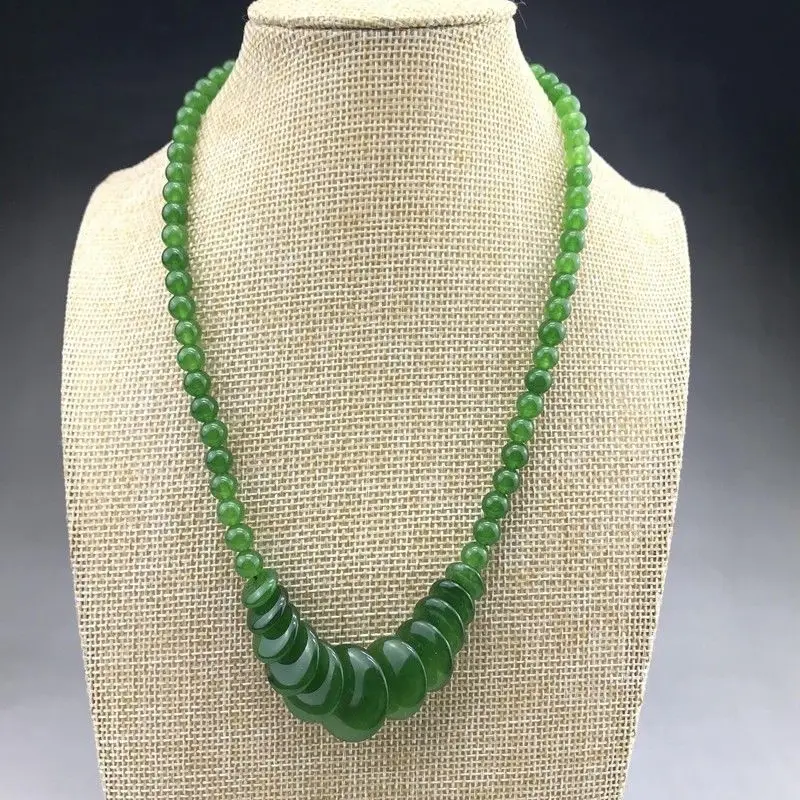 Chinese Hand-carved 100% Natural Jade Necklace Hand String Polished Exquisite Green Necklace Jewelry
Chinese Hand-carved 100% Natural Jade Necklace Hand String Polished Exquisite Green Necklace Jewelry