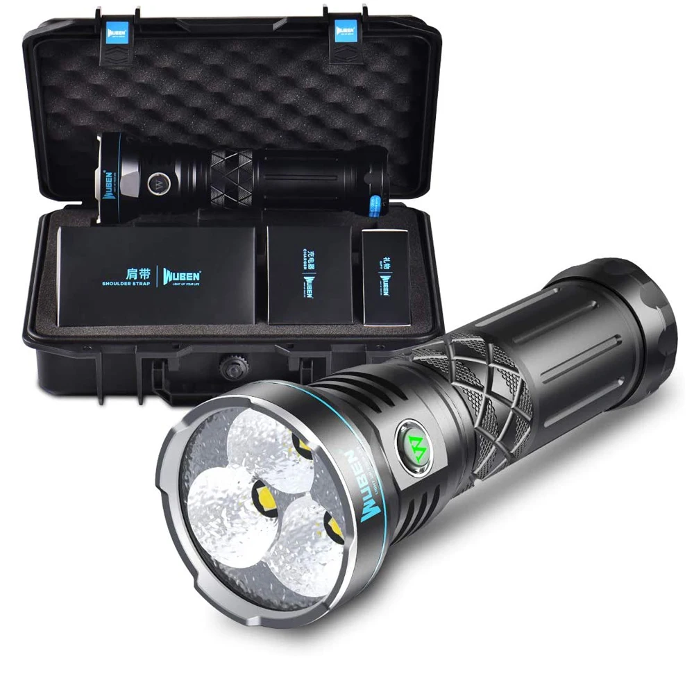 WUBEN Super Powerful LED Flashlight Brightest 12000 High Lumens Torch 3PCS CREE XHP70.2 Rechargeable Battery for Flashaholics
WUBEN Super Powerful LED Flashlight Brightest 12000 High Lumens Torch 3PCS CREE XHP70.2 Rechargeable Battery for Flashaholics