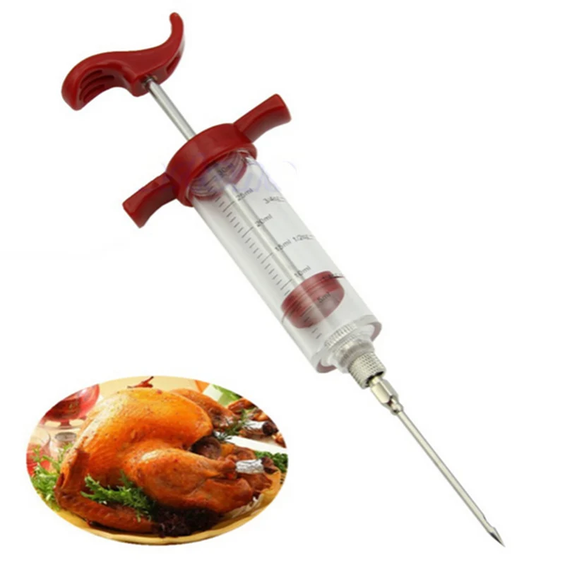 New Stainless Steel Injector Needles Spice Syringe Set Turkey Chicken Flavor Meat Marinade Kitchen Accessories |