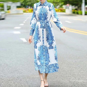 HIGH QUALITY Newest Fashion 2020 Runway Dress Women's Turn-down Collar Long Sleeve Sashes shirt Floral Print Dresss
HIGH QUALITY Newest Fashion 2020 Runway Dress Women's Turn-down Collar Long Sleeve Sashes shirt Floral Print Dresss