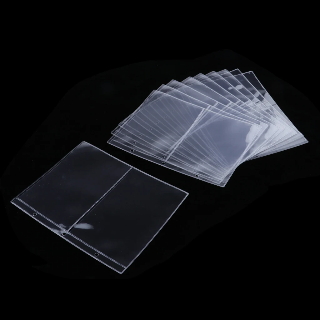 10 Sheet 2-Pockets Paper Money Holder Page Protectors Clear Plastic Sleeves 10 Sheet 2-Pockets Paper Money Holder Page Protectors Clear Plastic Sleeves