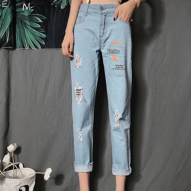 2019 New High Waisted Ripped Jeans For Women Blue Denim Baggy Jeans Women Ankle-length Loose Pants Printed Moms Jeans 0004
2019 New High Waisted Ripped Jeans For Women Blue Denim Baggy Jeans Women Ankle-length Loose Pants Printed Moms Jeans 0004