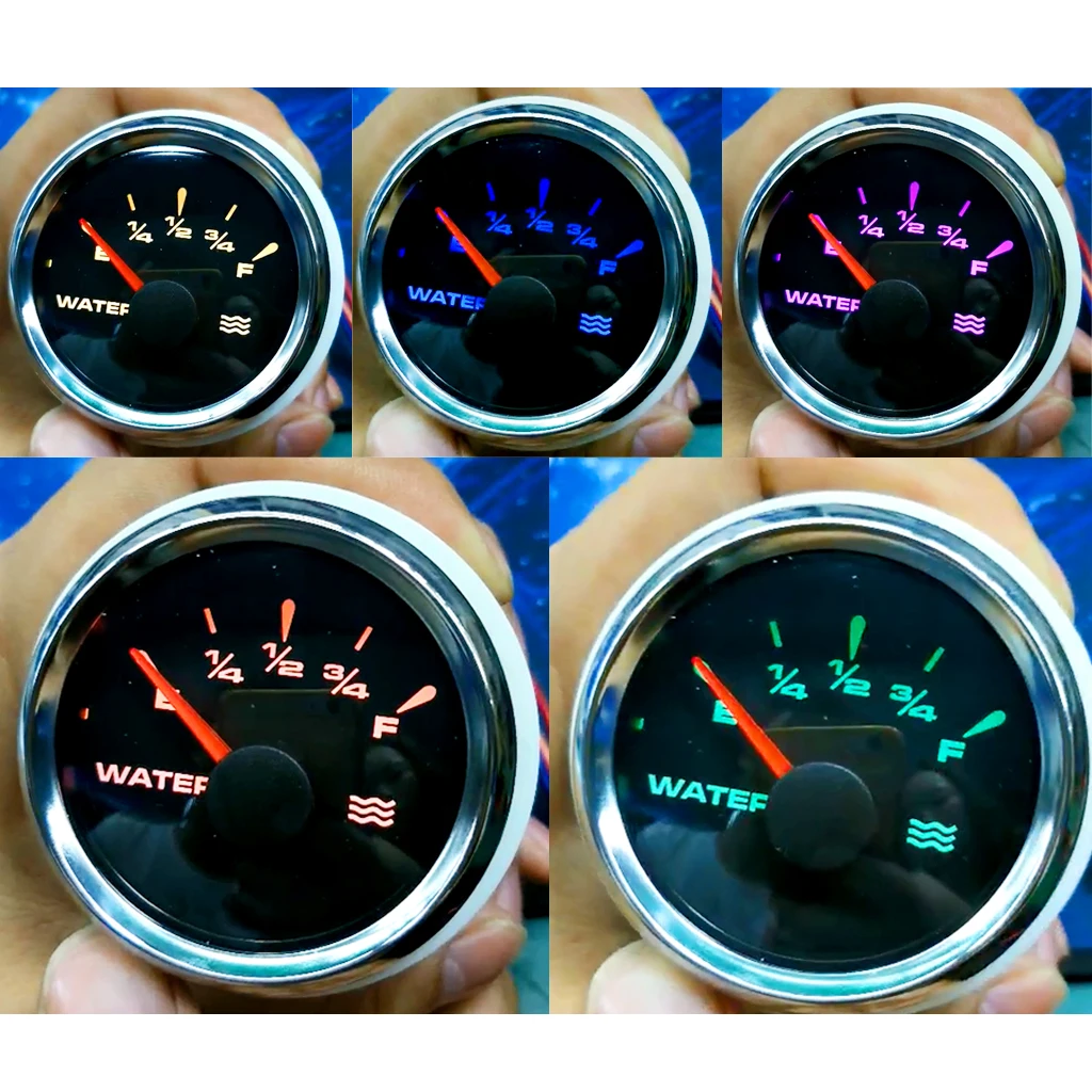 9-32V Black Dial Boat Carvanas Water Level Gauge With Colorful Backlights 9-32V Black Dial Boat Carvanas Water Level Gauge With Colorful Backlights