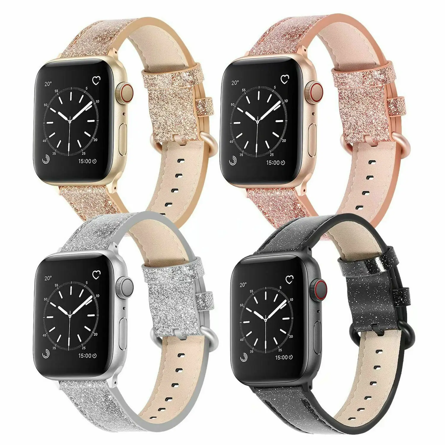 Ремешок из блестящей кожи для Apple Watch Series 1 2 3 4 5 Классический женский браслет iWatch