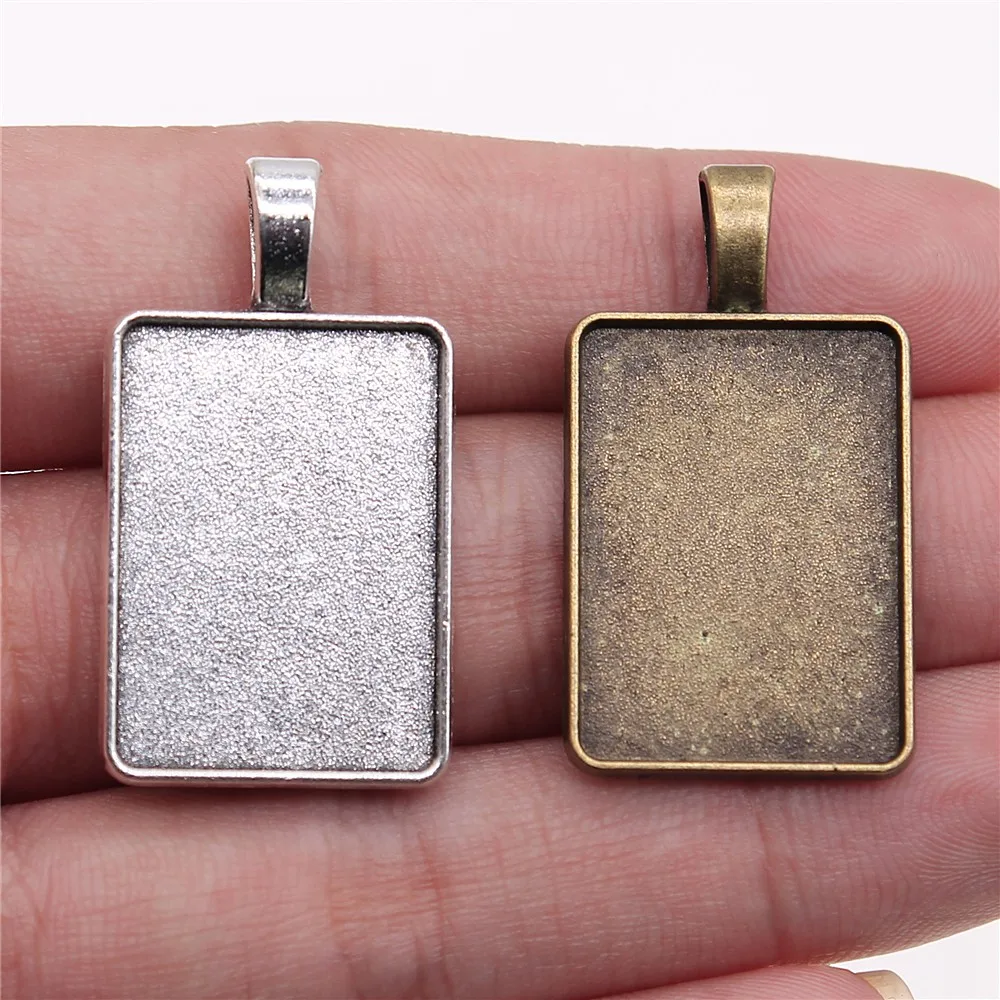 

10pcs 18x25mm Inner Size Antique Silver Plated Antique Bronze Plated Rectangle Shape Cameo Cabochon Base Setting