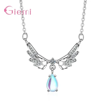 Genuine 925 Sterling Silver Elegant Charms Angel Wings Bright Waterdrop Opal Pendant Necklace For Women Girls Fashion Jewelry
Genuine 925 Sterling Silver Elegant Charms Angel Wings Bright Waterdrop Opal Pendant Necklace For Women Girls Fashion Jewelry