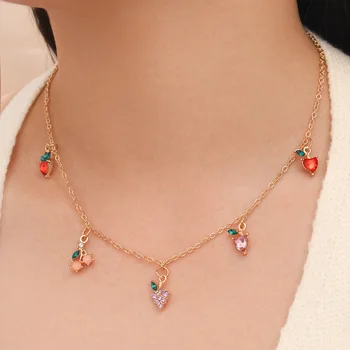 Small Strawberry Cherry Pendant Crystal Necklace 2020 Simple Gold Color Chain Choker Women Wedding Party Girl Cute Jewelry Femme 
Small Strawberry Cherry Pendant Crystal Necklace 2020 Simple Gold Color Chain Choker Women Wedding Party Girl Cute Jewelry Femme