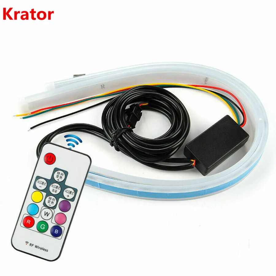 Krator 2PCS Slim RGB Sequential Flexible LED DRL Turn Signal Strip Remote Waterproof For Headlight
Krator 2PCS Slim RGB Sequential Flexible LED DRL Turn Signal Strip Remote Waterproof For Headlight