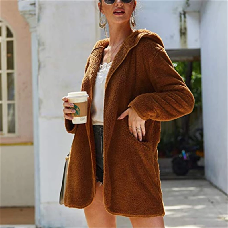 fashion khaki shaggy women faux fur coat streetwear cardigan autumn winter warm plush teddy coat Female plus size overcoat party 
fashion khaki shaggy women faux fur coat streetwear cardigan autumn winter warm plush teddy coat Female plus size overcoat party