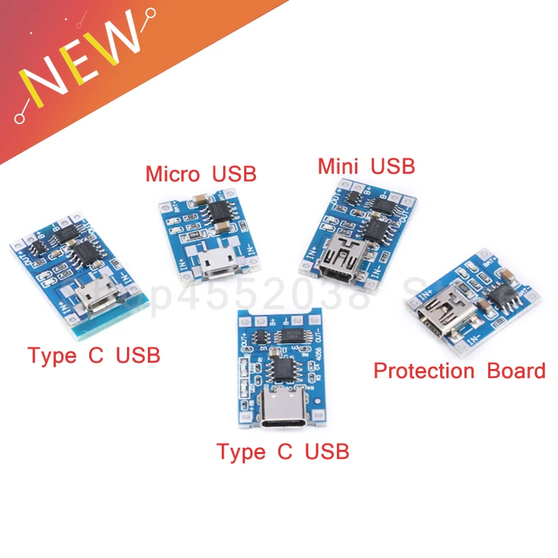 Зарядная плата TP4056 Mini Micro USB Type c 5 В 1 А 18650 дюйма с двойной функцией защиты 1A