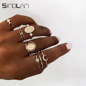 Sindlan 7PCs Gothic Crystal Moon Totem Stamp Rings for Women Gold Charm Rings Set Fashion Female Stackable Rings Finger Jewelry
Sindlan 7PCs Gothic Crystal Moon Totem Stamp Rings for Women Gold Charm Rings Set Fashion Female Stackable Rings Finger Jewelry