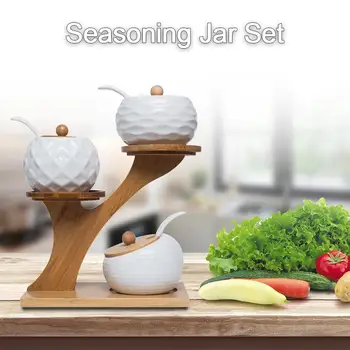 Kitchenware Innovative Ceramic Spice Jar Set Spice Box Bamboo Cover Three-piece Set Free To Match Kitchen Seasoning Rack
Kitchenware Innovative Ceramic Spice Jar Set Spice Box Bamboo Cover Three-piece Set Free To Match Kitchen Seasoning Rack