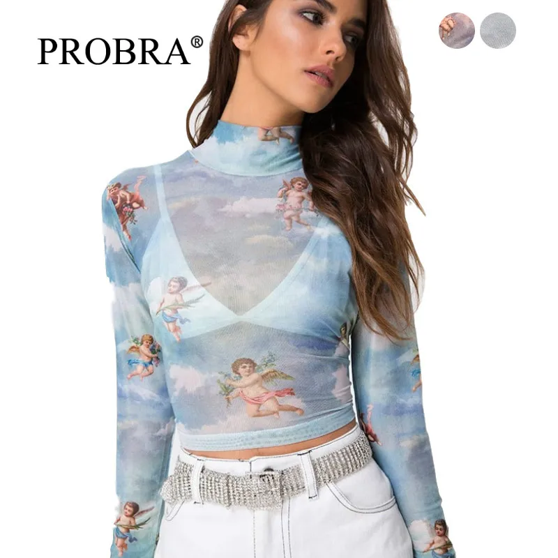 Hot Sexy Women Tees Slim Elastic T Shirt Sunscreen See Through Transparent Angel Printing Fashion Long Sleeve Ladies Turtleneck
Hot Sexy Women Tees Slim Elastic T Shirt Sunscreen See Through Transparent Angel Printing Fashion Long Sleeve Ladies Turtleneck