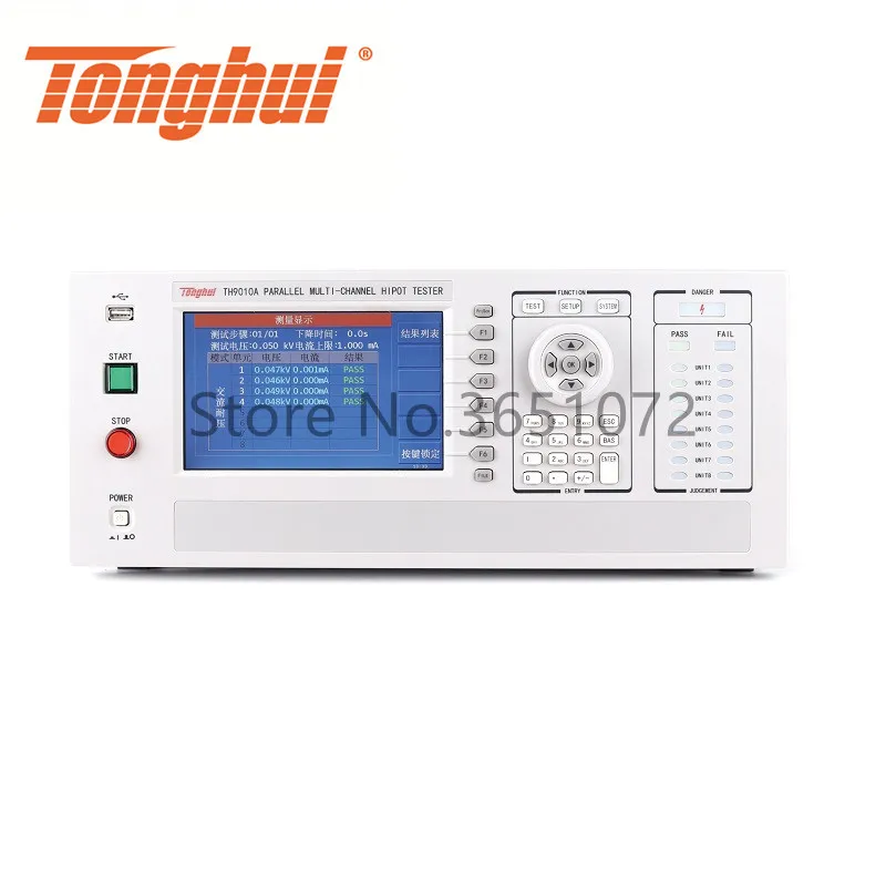TH9010A Parallel 4-channel Hipot Tester, AC 0-5000V, DC 0-6000V; AC 0-10 mA, DC 0-5 mA; IR: 0.1Mohm-10Gohm
TH9010A Parallel 4-channel Hipot Tester, AC 0-5000V, DC 0-6000V; AC 0-10 mA, DC 0-5 mA; IR: 0.1Mohm-10Gohm