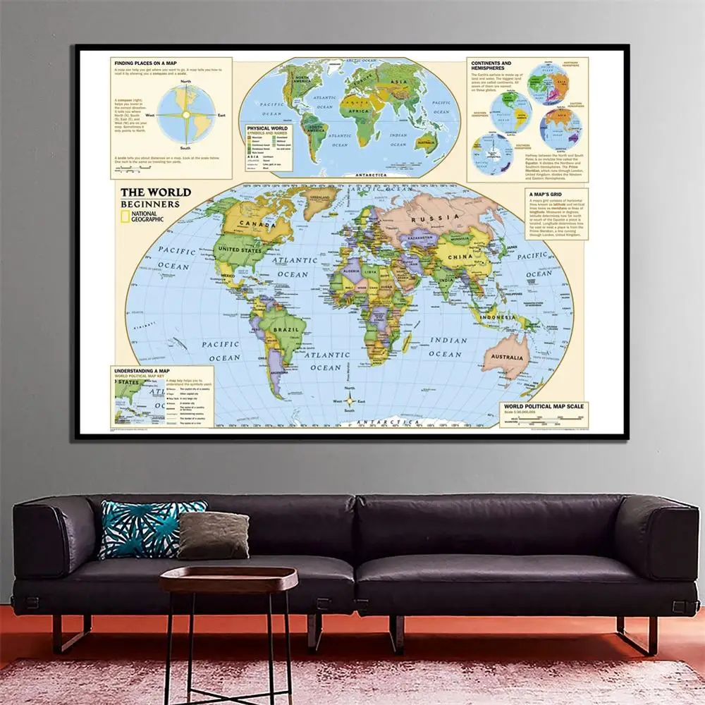 The World Physical Map HD Short Version Map For New Beginner Home Wall Decoration Map 24x36 inches
The World Physical Map HD Short Version Map For New Beginner Home Wall Decoration Map 24x36 inches