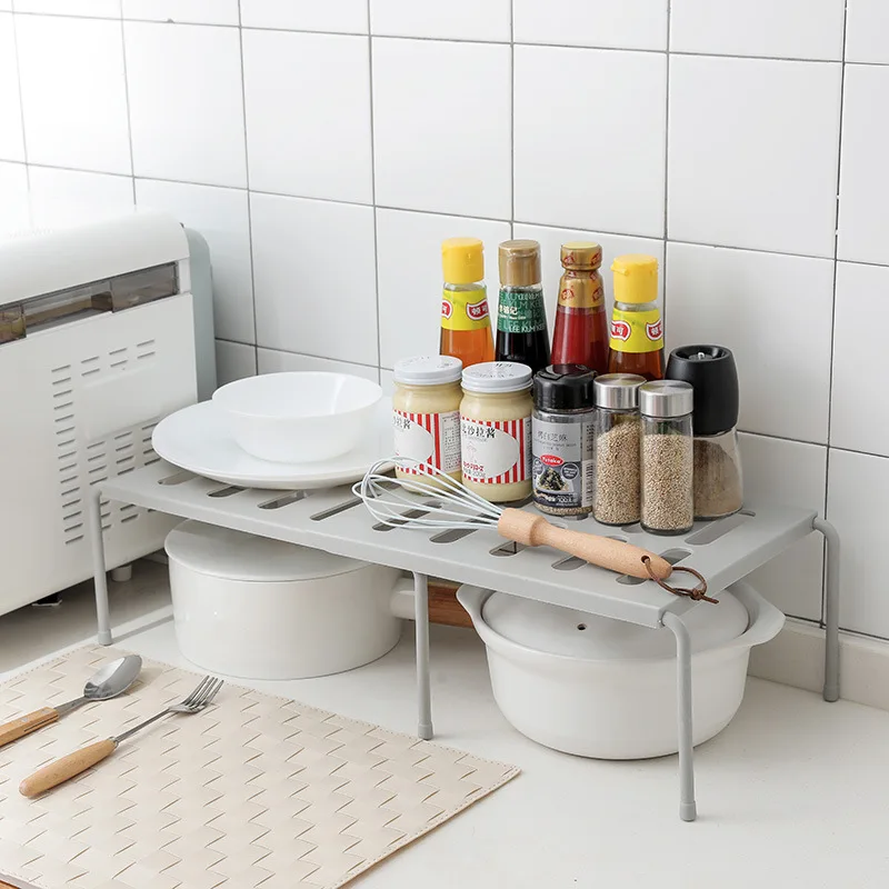 Adjustable Kitchen Storage Rack Cupboard Storage Shelf Non-Skid Spice Rack Single Layer Kitchenware Organizer Saving Space
Adjustable Kitchen Storage Rack Cupboard Storage Shelf Non-Skid Spice Rack Single Layer Kitchenware Organizer Saving Space
