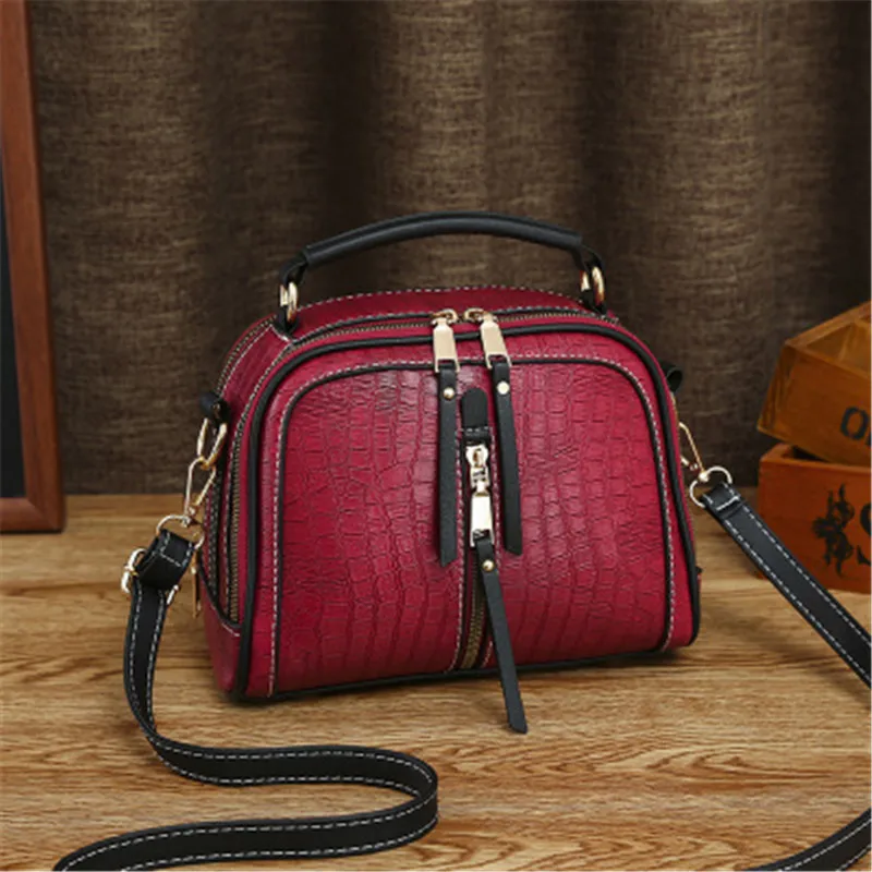 Фото Vintage Stone Pattern Bags for Women 2020 Fashion PU Leather Black Shoulder Messenger Bag Hight Capacity Ladies Travel Handbags | Багаж и