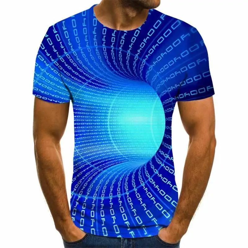 Новинка 2020 трехмерная футболка vortex Мужская Летняя Повседневная 3D с принтом топы