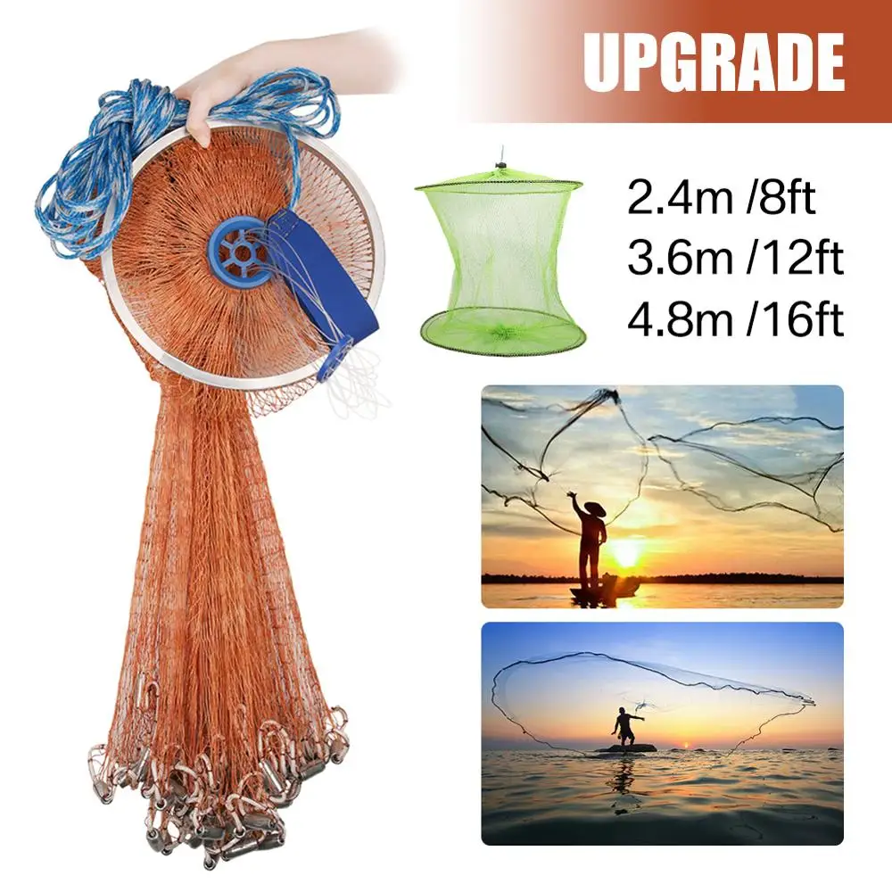 Fishing Net USA Style Cast Network With sinker Hand 2.4M-3.6M Throw Fishing Net Small Mesh Cast Net Monofilament/Tire line
Fishing Net USA Style Cast Network With sinker Hand 2.4M-3.6M Throw Fishing Net Small Mesh Cast Net Monofilament/Tire line