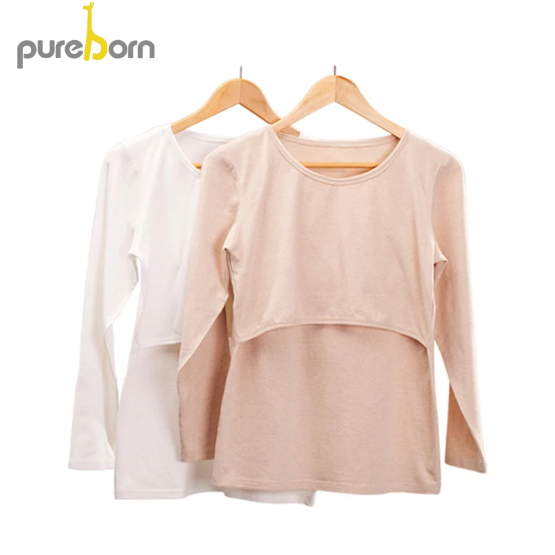 Pureborn Maternity Clothes O-neck Cotton Shirts for Pregnant Woman Long Sleeve Pregnancy Clothes Solid Nursing Feed Tops
Pureborn Maternity Clothes O-neck Cotton Shirts for Pregnant Woman Long Sleeve Pregnancy Clothes Solid Nursing Feed Tops