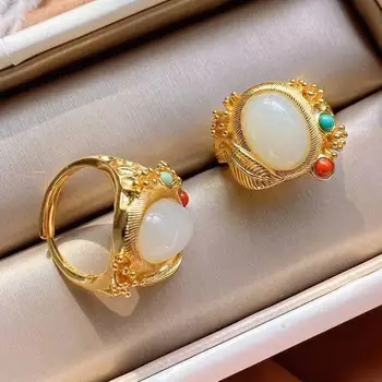 SNew silver inlaid Hetian white Chalcedony ring retro palace Chinese style ancient style code opening adjustable women jewelry
SNew silver inlaid Hetian white Chalcedony ring retro palace Chinese style ancient style code opening adjustable women jewelry