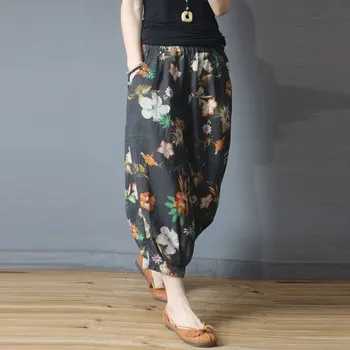 2020 Summer Arts Style Women Elastic Waist Calf-length Loose Casual Pants Vintage Print Cotton Linen Harem Pants Plus Size M195
2020 Summer Arts Style Women Elastic Waist Calf-length Loose Casual Pants Vintage Print Cotton Linen Harem Pants Plus Size M195