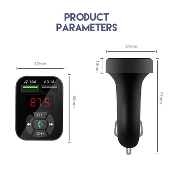 Fast Charging Car Charger FM Transmitter Dual USB Handsfree Car Kit Bluetooth Aux Modulator Car MP3 Player Audio Receiver Black
Fast Charging Car Charger FM Transmitter Dual USB Handsfree Car Kit Bluetooth Aux Modulator Car MP3 Player Audio Receiver Black