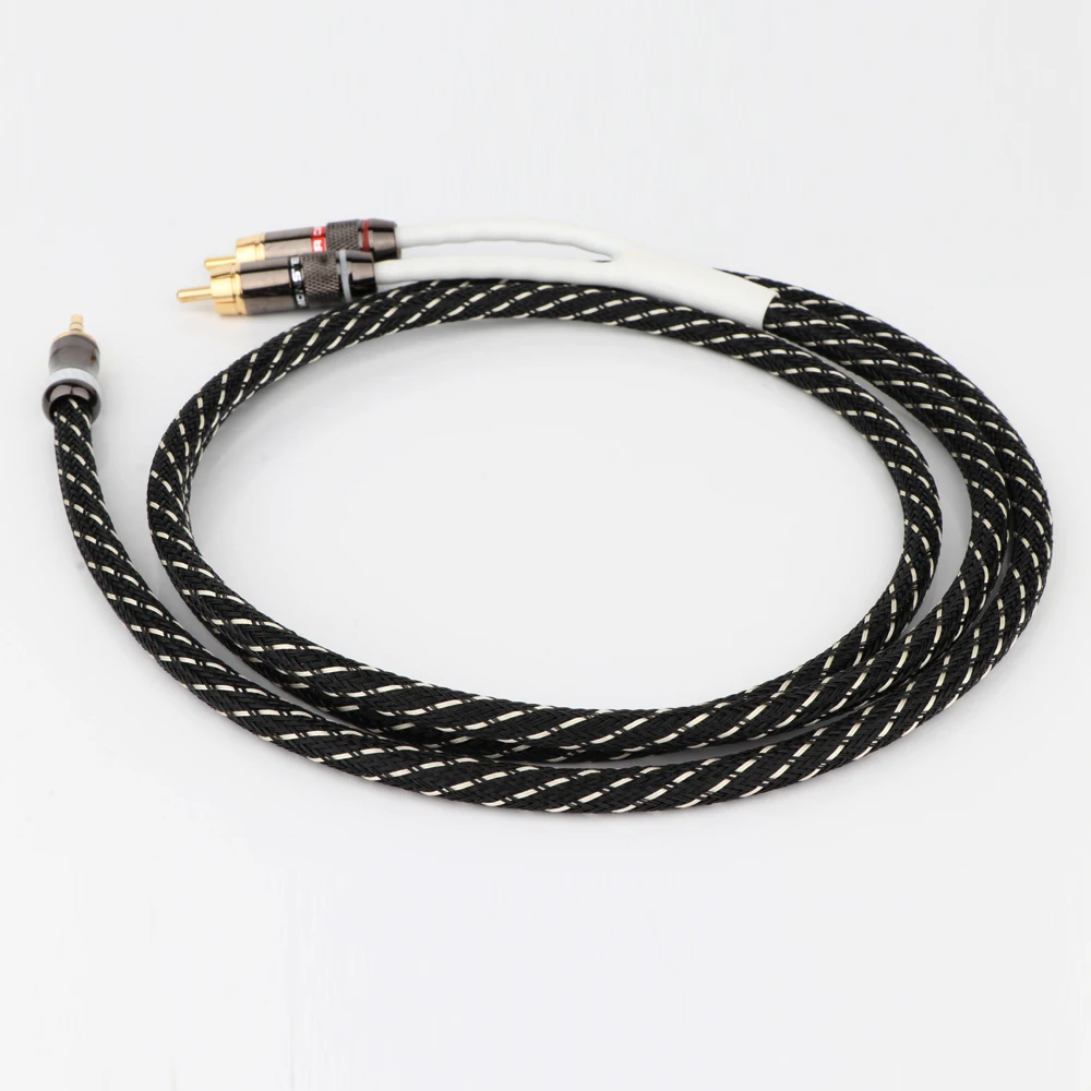Аудиосигнальный кабель HiFi с позолоченным кабелем RCA 3 5 мм до 2 | Электроника