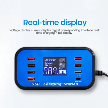 Multi-port Digital Display USB Charger Pad Station With QC3.0 PD18w Fast Charge Porous Bit Charger For Mobile Phones Tablets
Multi-port Digital Display USB Charger Pad Station With QC3.0 PD18w Fast Charge Porous Bit Charger For Mobile Phones Tablets