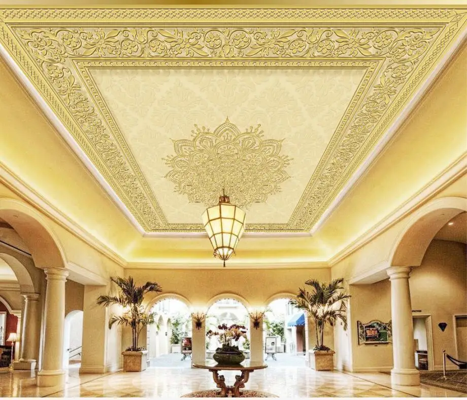 Photo Wallpaper Living Room Bedroom Golden three-dimensional embossed European pattern border ceiling mural 
Photo Wallpaper Living Room Bedroom Golden three-dimensional embossed European pattern border ceiling mural