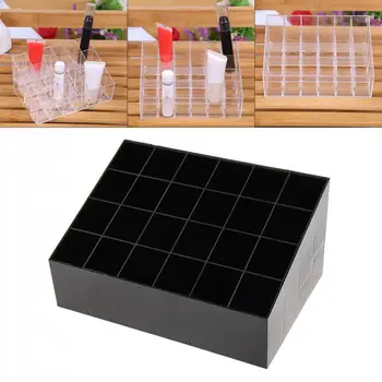 

24 Grid Small PP Trapezoid Lipstick Jewelry Makeup Storage Holder Box Cosmetic Display Stand