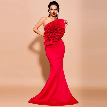 Top Quality Celebrity Red White Flower Strapless Long Trumpet Dress Cocktail Party Dress 
Top Quality Celebrity Red White Flower Strapless Long Trumpet Dress Cocktail Party Dress
