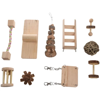 Hamster Chew Toys, 10 Pack Natural Wooden Pine Guinea Pigs Rats Chinchillas Toys Accessories Dumbells Exercise Bell Roller Teeth 
Hamster Chew Toys, 10 Pack Natural Wooden Pine Guinea Pigs Rats Chinchillas Toys Accessories Dumbells Exercise Bell Roller Teeth