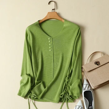 autumn new solid women sweater and pullovers v-neck drawstring loose vintage pulls outwear tops
autumn new solid women sweater and pullovers v-neck drawstring loose vintage pulls outwear tops