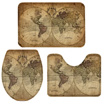 3 Pieces Bathroom Set World Map Vintage Nautical Ancient Bath Set Toilet Cover Mat Pedestal Rug Non-Slip Bathroom Rug Set
3 Pieces Bathroom Set World Map Vintage Nautical Ancient Bath Set Toilet Cover Mat Pedestal Rug Non-Slip Bathroom Rug Set