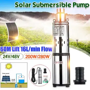 

60m 24V/48V Solar Submersible Water Pump 200W/280W Deep Well Pump DC Screw Submersible Pump Irrigation Garden Home Agricultural