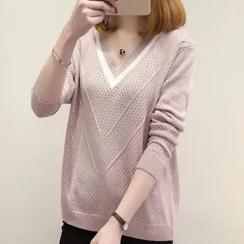 Autumn Winter Sweater Women Pullovers Warm Hollow Sweaters Women Loose Knitted Sweater Female V-neck Small Fresh Sweaters 
Autumn Winter Sweater Women Pullovers Warm Hollow Sweaters Women Loose Knitted Sweater Female V-neck Small Fresh Sweaters