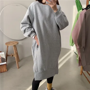 Bornsra 2020 Autumn Cotton High Street A-Line Full Knee-Length Long Sleeve Dress Regular O-Neck Sweater Pink Dress Female 
Bornsra 2020 Autumn Cotton High Street A-Line Full Knee-Length Long Sleeve Dress Regular O-Neck Sweater Pink Dress Female