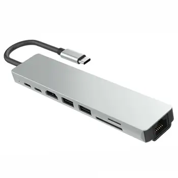 8 in 1 USB 3.0 High Speed Ports Type-C Hub Usb-C to 4K 60HZ HD Laptop Rj45 Gigabit Ethernet Network PD Hub
8 in 1 USB 3.0 High Speed Ports Type-C Hub Usb-C to 4K 60HZ HD Laptop Rj45 Gigabit Ethernet Network PD Hub
