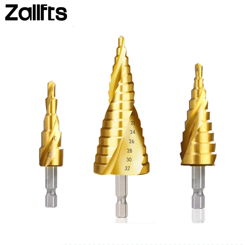 4-12 4-20 4-32 mm HSS Titanium Coated Step Drill Bit Drilling Power Tools for Metal High Speed Steel Wood Hole Cutter Cone Drill
4-12 4-20 4-32 mm HSS Titanium Coated Step Drill Bit Drilling Power Tools for Metal High Speed Steel Wood Hole Cutter Cone Drill