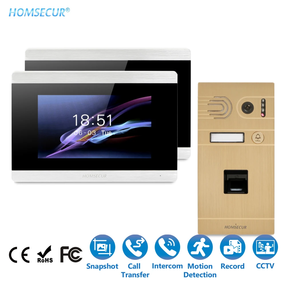 EU Delivery HOMSECUR 7" Wired Hands-free Video&Audio Smart Doorbell+Touch Screen Monitor BC061-G+BM715-S
EU Delivery HOMSECUR 7" Wired Hands-free Video&Audio Smart Doorbell+Touch Screen Monitor BC061-G+BM715-S