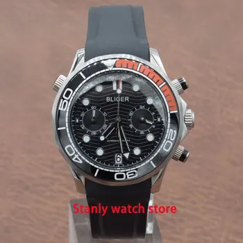 Luxury Bliger 41mm black dial luminous marks ceramic rotating bezel full chronograph function quartz movement men's watch
Luxury Bliger 41mm black dial luminous marks ceramic rotating bezel full chronograph function quartz movement men's watch