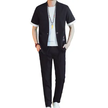 Chinese style Black men shirt short sleeve and Ankle-Length pants large size 5xl summer new mens two-piece set khaki gray green
Chinese style Black men shirt short sleeve and Ankle-Length pants large size 5xl summer new mens two-piece set khaki gray green