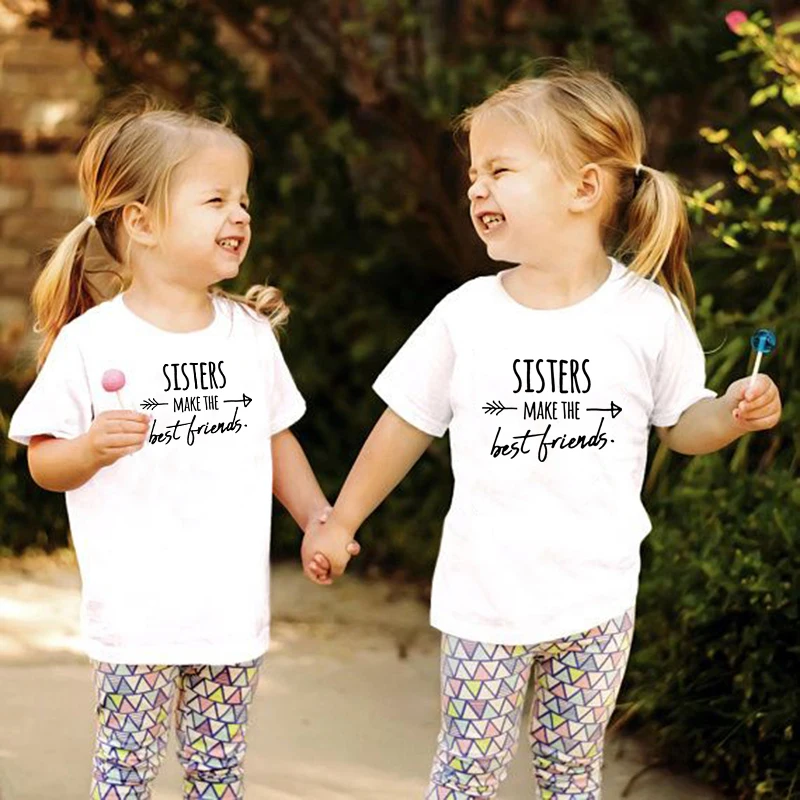 Фото Sisters Make The Best Friends Kids T Shirt Girls Casual Children Toddler Top Tees Tee Drop Ship | Детская одежда и обувь
