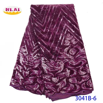 NIAI Latest African Mesh Lace Fabric With Sequins French Tulle Lace Fabric Embroiderey Velvet Lace For Nigerian Dress XY3041B-6
NIAI Latest African Mesh Lace Fabric With Sequins French Tulle Lace Fabric Embroiderey Velvet Lace For Nigerian Dress XY3041B-6