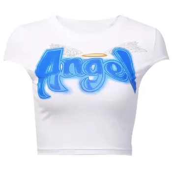 Women Summer Short Sleeve T-Shirt O-Neck Slim Funny Angel Letters Print Crop Top 50JB
Women Summer Short Sleeve T-Shirt O-Neck Slim Funny Angel Letters Print Crop Top 50JB