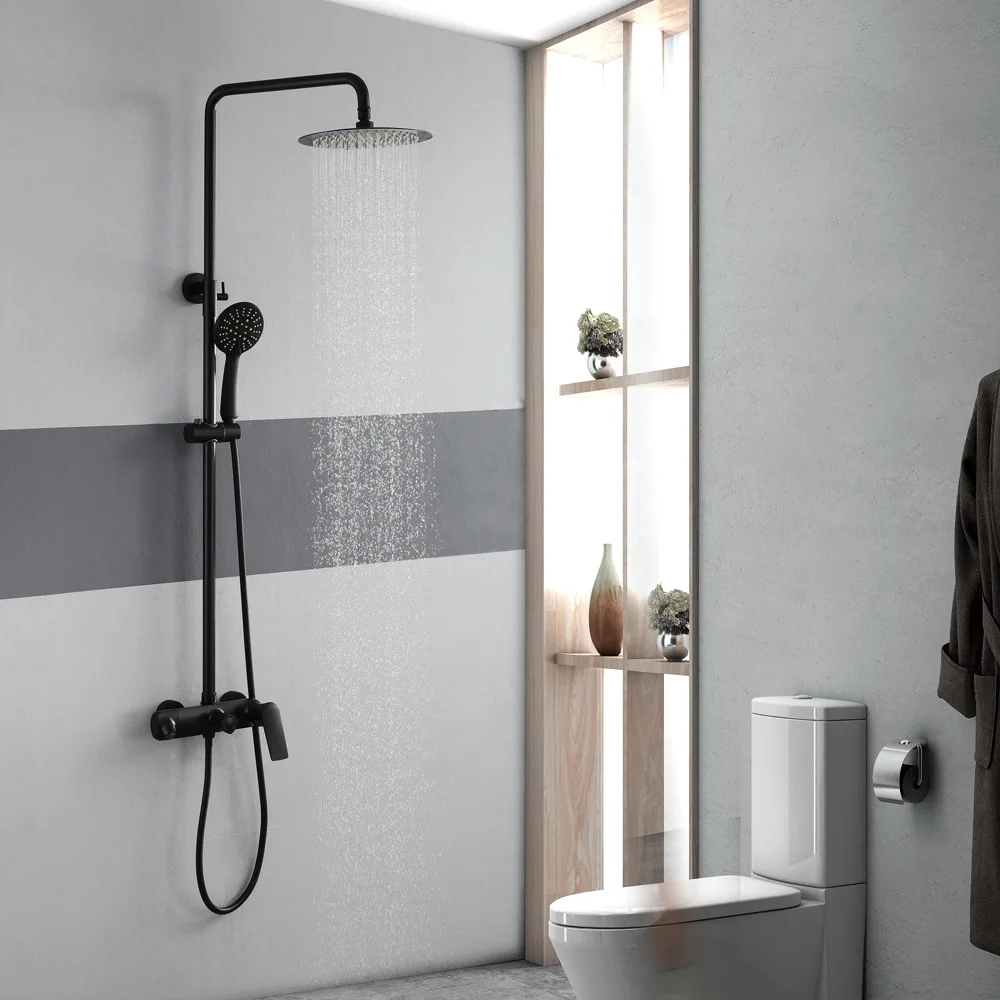 Black And White with Pattern Shower Faucet Stainless Steel 10-Inch Circle Top Spray Wall Mounted Hot And Cold Shower Head Set HI
Black And White with Pattern Shower Faucet Stainless Steel 10-Inch Circle Top Spray Wall Mounted Hot And Cold Shower Head Set HI